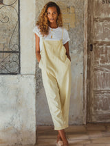 Zitronenfarbener Leinen-Jumpsuit